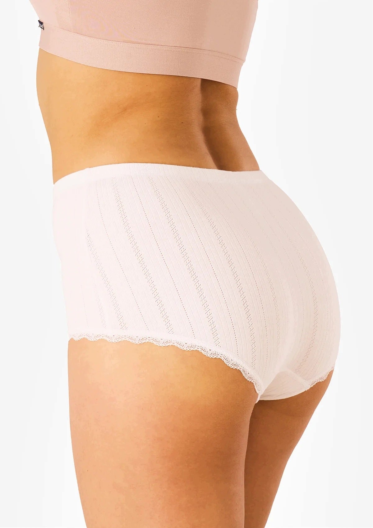 Wysokie figi damskie maxi bikini Key LXC 190 z żakardowej bawełny, białe
