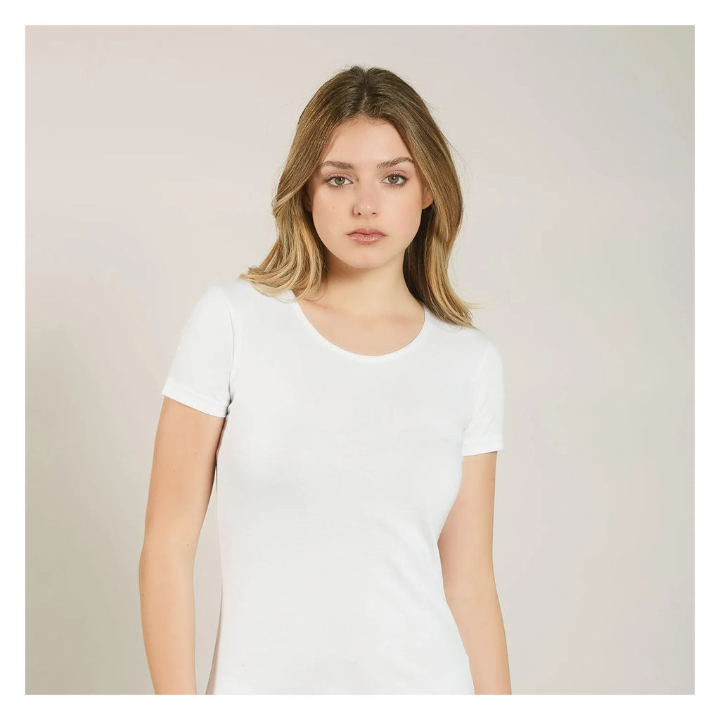 T-shirt damski Kappa K2501 bawełniany z krótkim rękawem biały