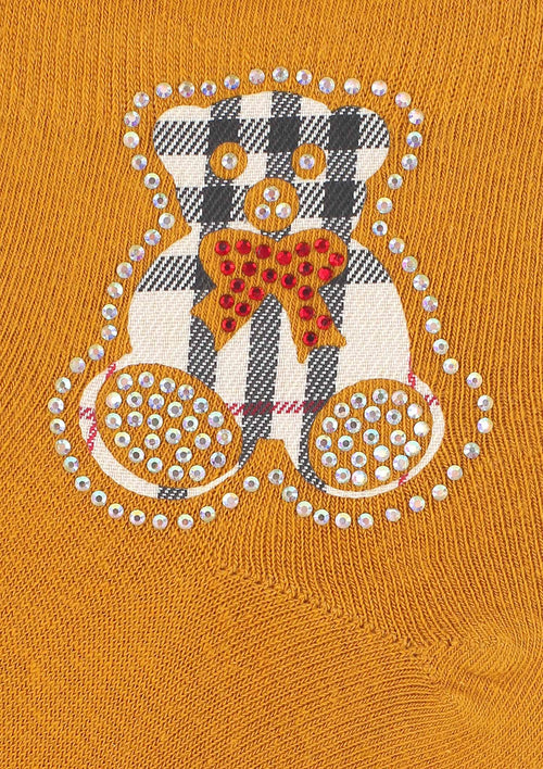 Damskie skarpetki Marilyn Cotton Fashion Teddy z misiem w kratkę z cyrkoniami