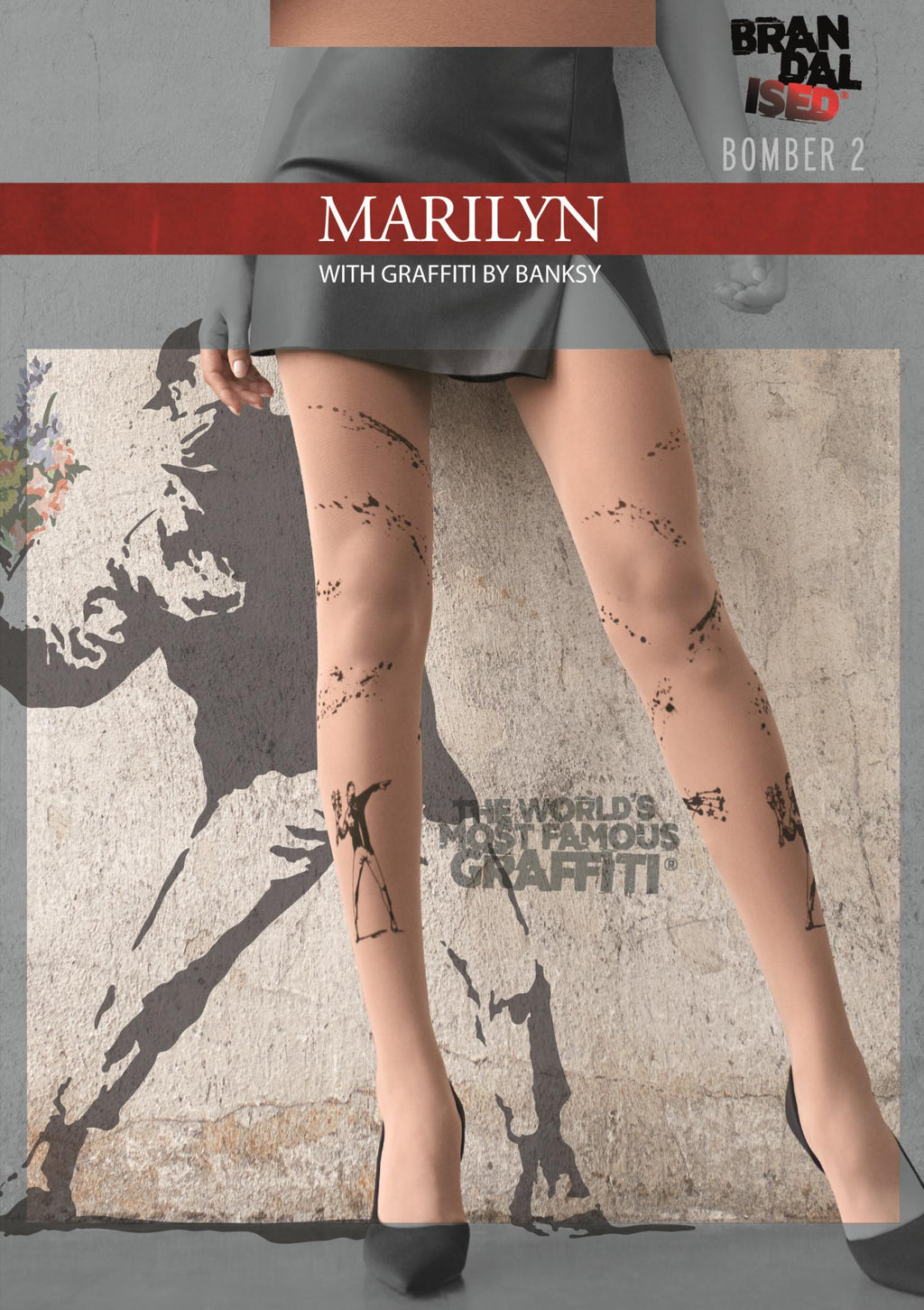Rajstopy damskie Marilyn Banksy Bomber 2 z nadrukiem graffiti, 20 den
