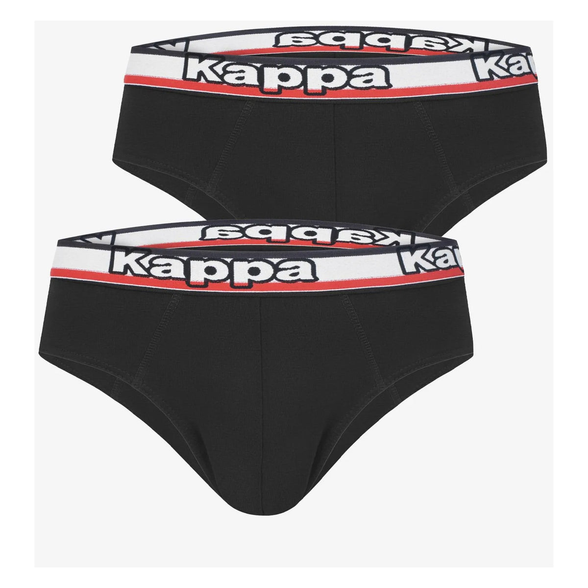 Kappa K1114 slipy męskie z bawełny z logowanym pasem, 2 szt. czarne