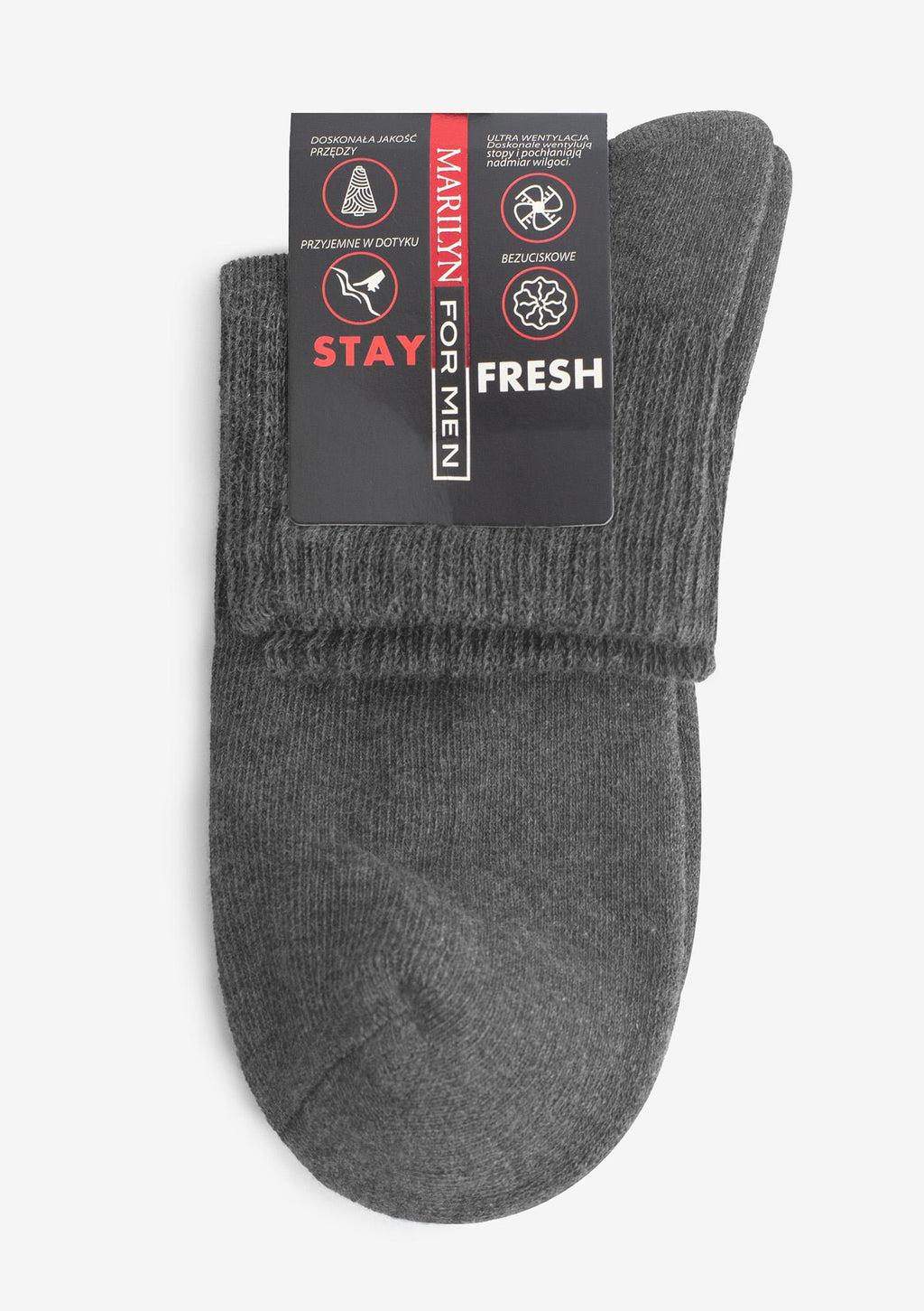 Skarpetki męskie bawełniane Marilyn Stay Fresh o niskim kroju, ciemno szare