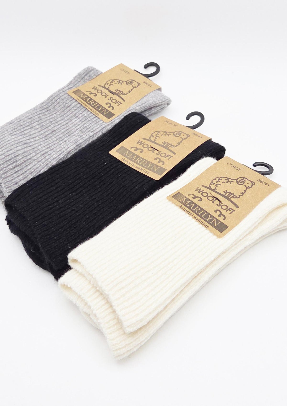 Skarpety damskie wełniane Wool Soft Marilyn, kremowe