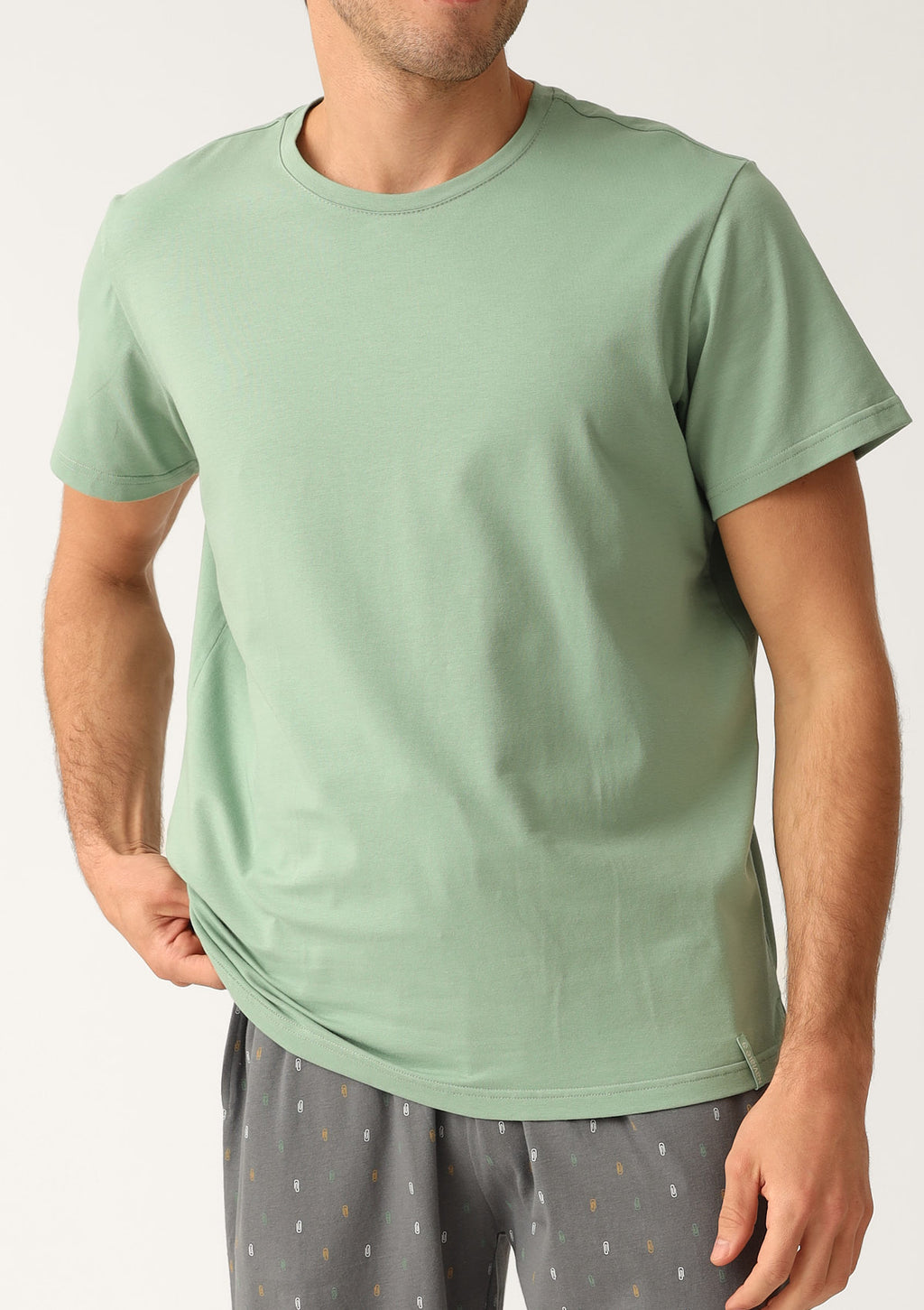 T-shirt męski luźny z bawełny czesanej MH320-05 Naviale zielony