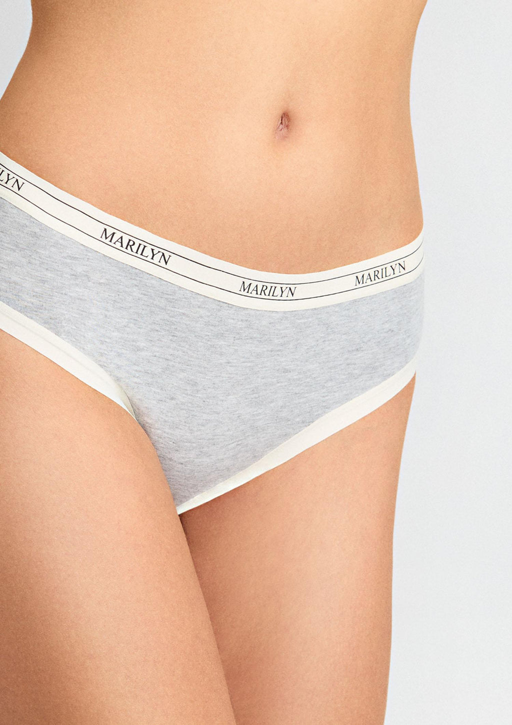 Figi damskie Marilyn Denise z bawełny organicznej w sportowym stylu, szare