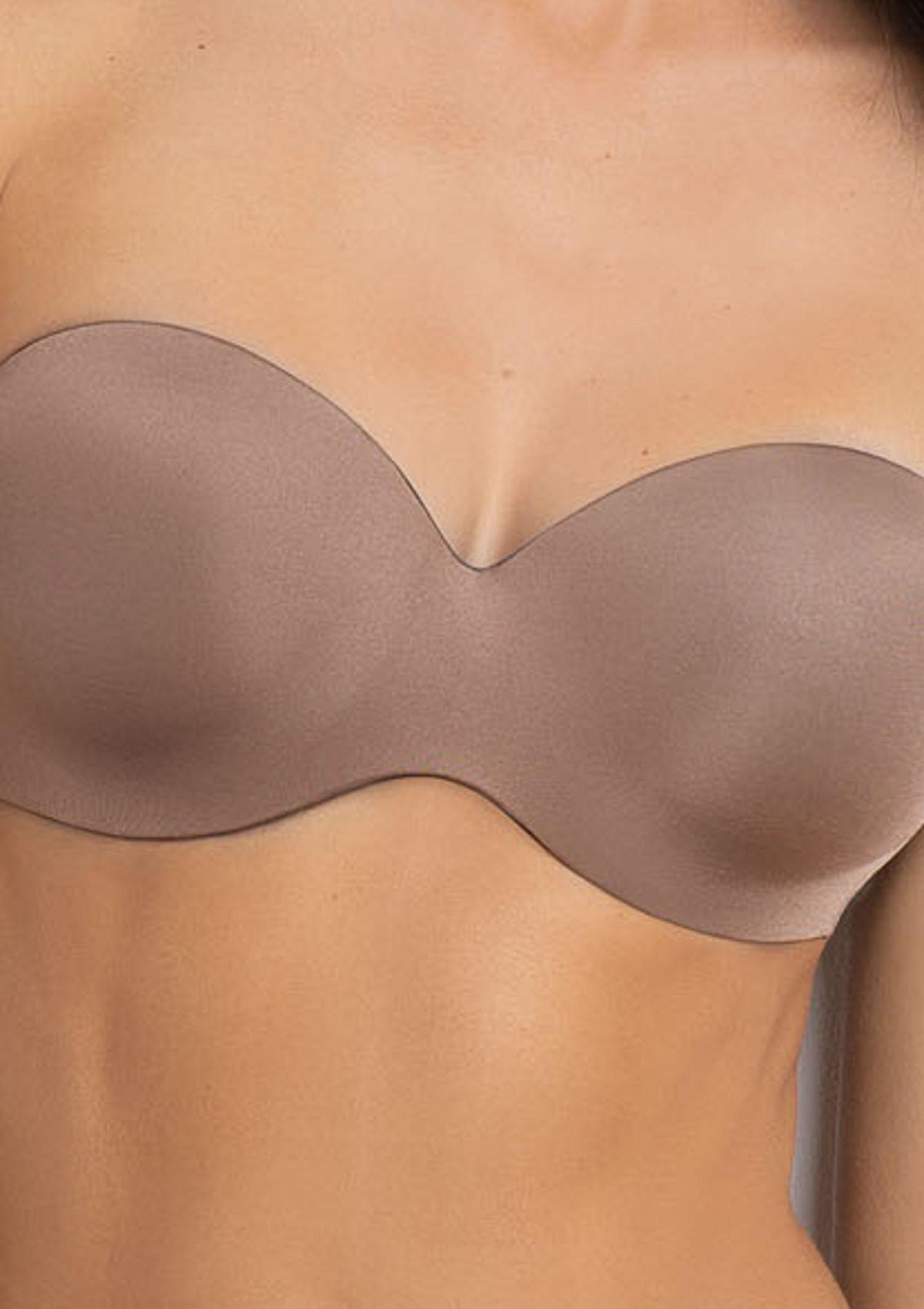 Biustonosz bardotka bezszwowy z mikrofibry 1580 Fantastic Sielei, Dark Beige