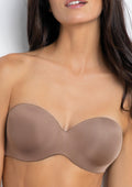 Biustonosz bardotka bezszwowy z mikrofibry 1580 Fantastic Sielei, Dark Beige