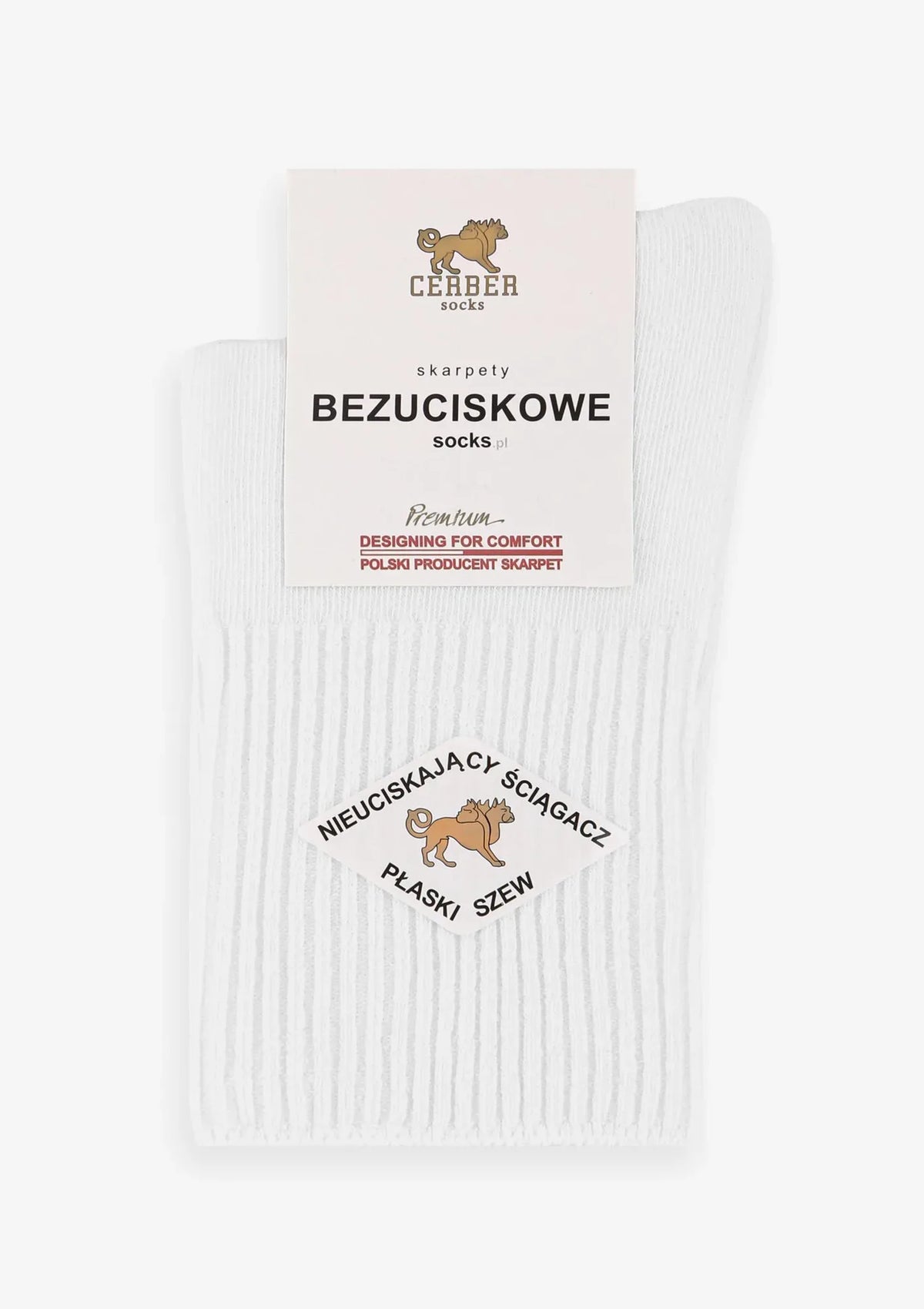 10 par skarpetek Cerber 1098 biały 39/42, bezuciskowe, krótkie