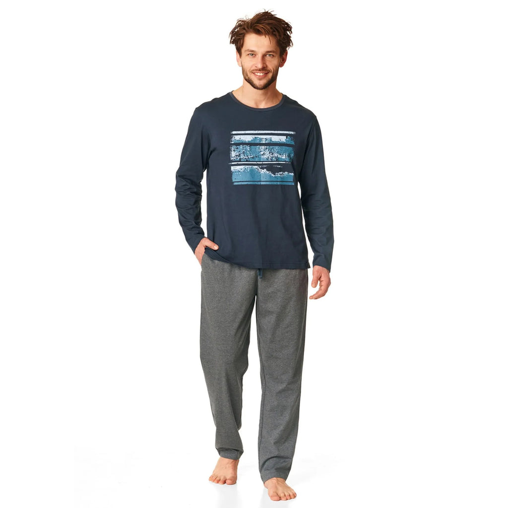 MNS 862 piżama męska z grafiką, długie spodnie