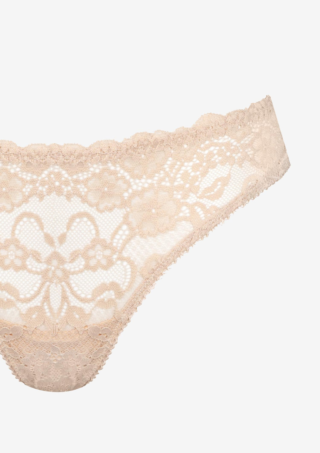 Stringi damskie Sielei Allure 2673 z beżowej koronki w kwiatowy wzór