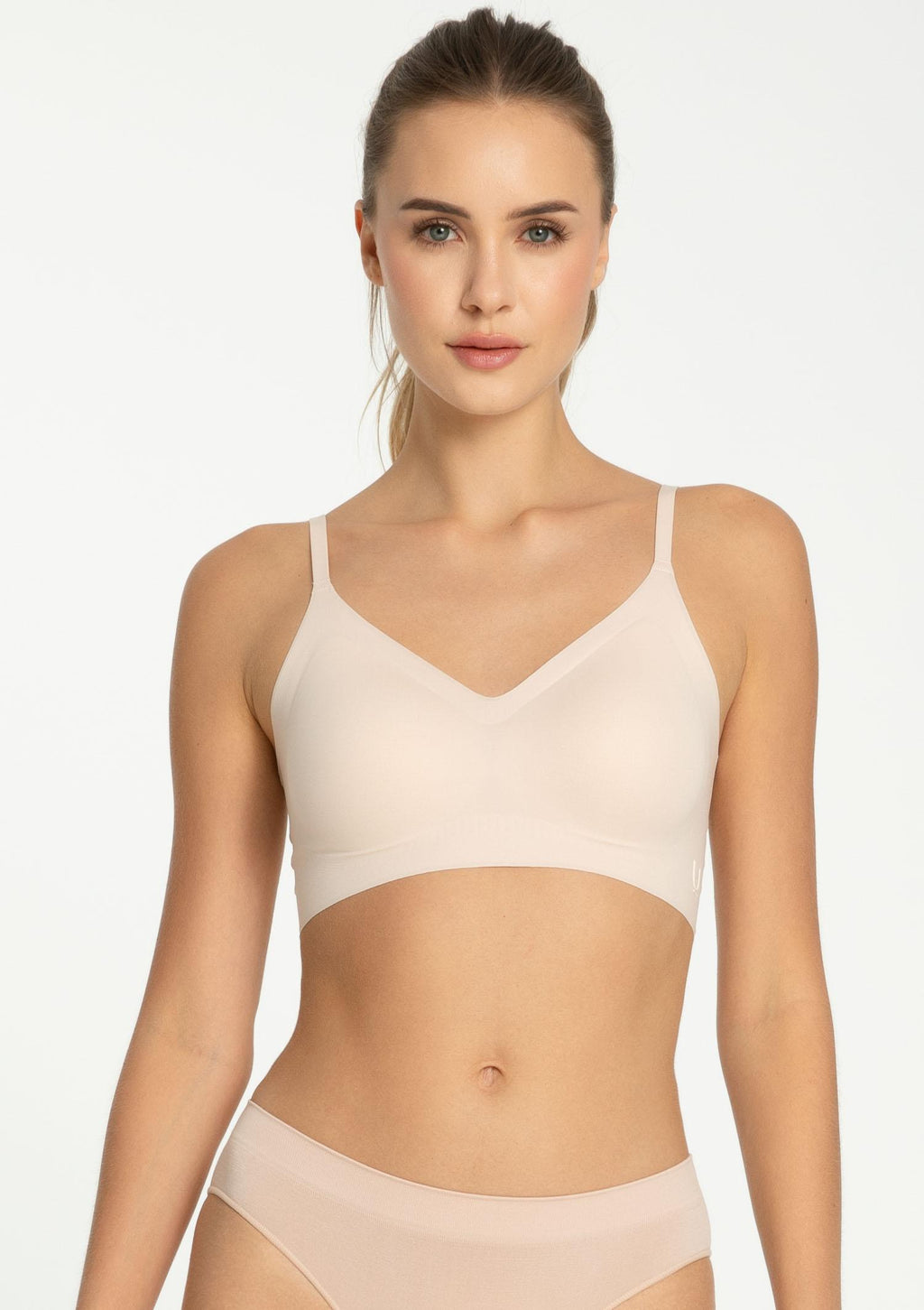 Top damski z biustonoszem Julimex Simple Bra Top, bezszwowy, beżowy