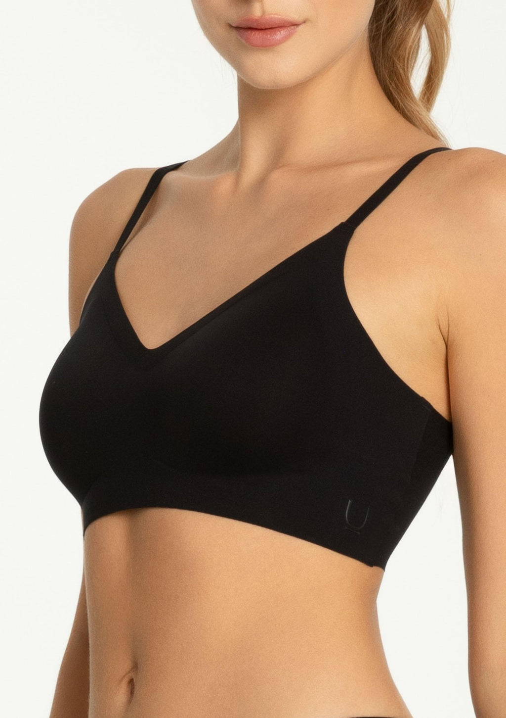 Top damski z biustonoszem Julimex Simple Bra Top, bezszwowy, czarny