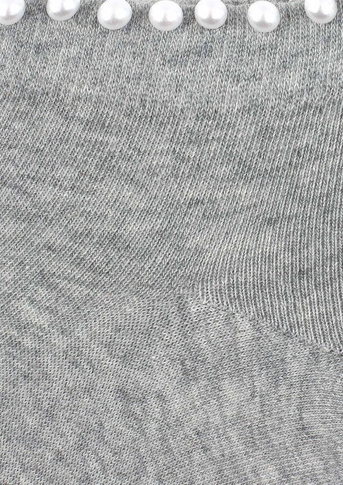 Bawełniane stopki damskie Marilyn Cotton Posh Pearls z perełkami na ściągaczu