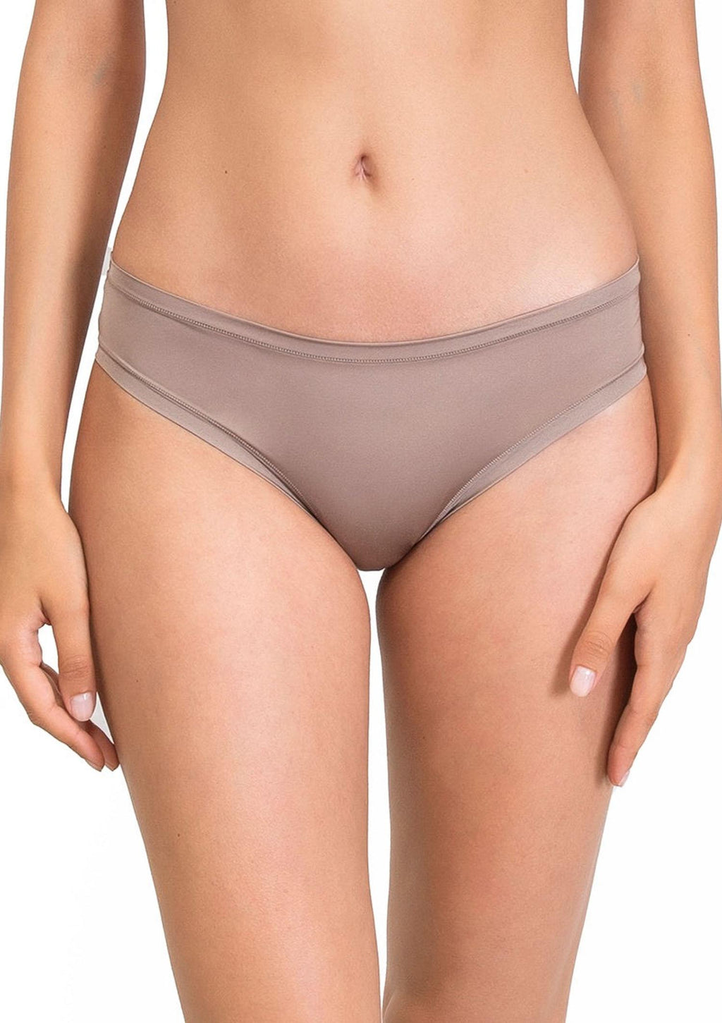 Figi damskie klasyczne z gładkiej mikrofibry 1555 Fantastic Sielei, Dark Beige