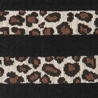 Skarpetki damskie Marilyn Panther Stripe z wzorem panterki, bawełniane, czarne