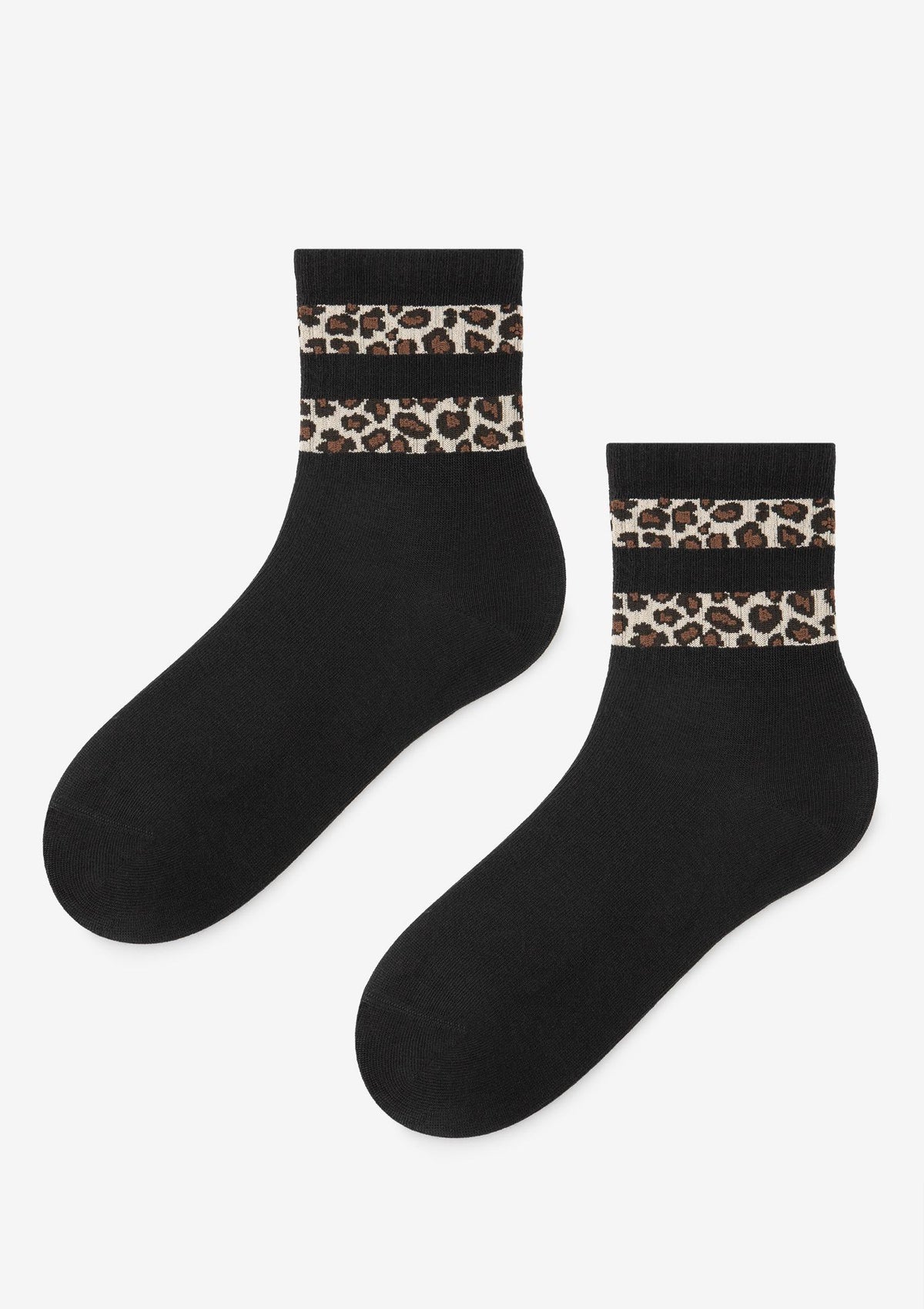 Skarpetki damskie Marilyn Panther Stripe z wzorem panterki, bawełniane, czarne