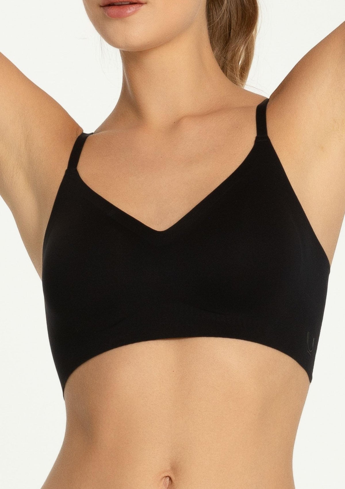 Top damski z biustonoszem Julimex Simple Bra Top, bezszwowy, czarny