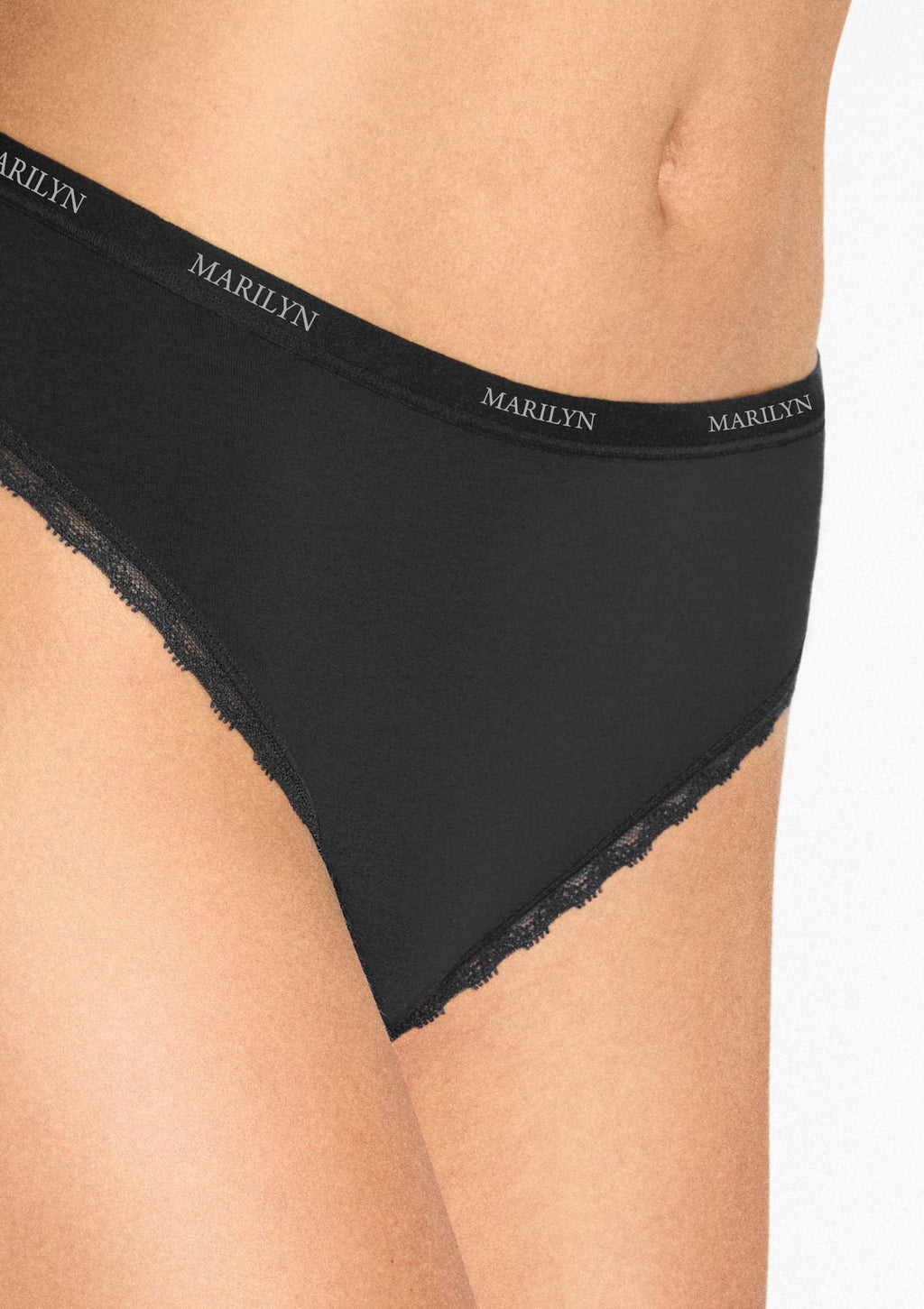 Stringi damskie Marilyn Julia z koronką, wiskoza bambusowa i bawełna organiczna, czarne