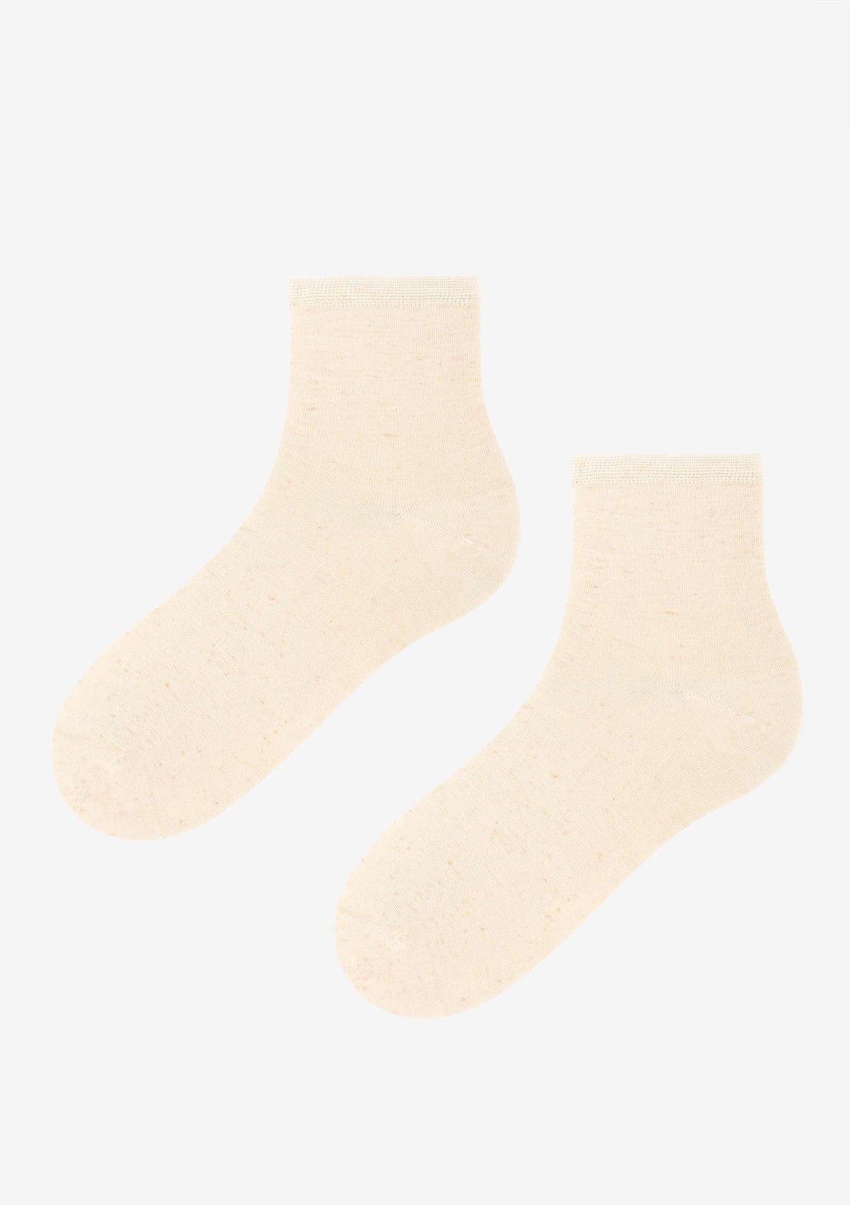 Skarpetki damskie klasyczne z wiskozy i lnu Len Line Socks Marilyn, kremowe