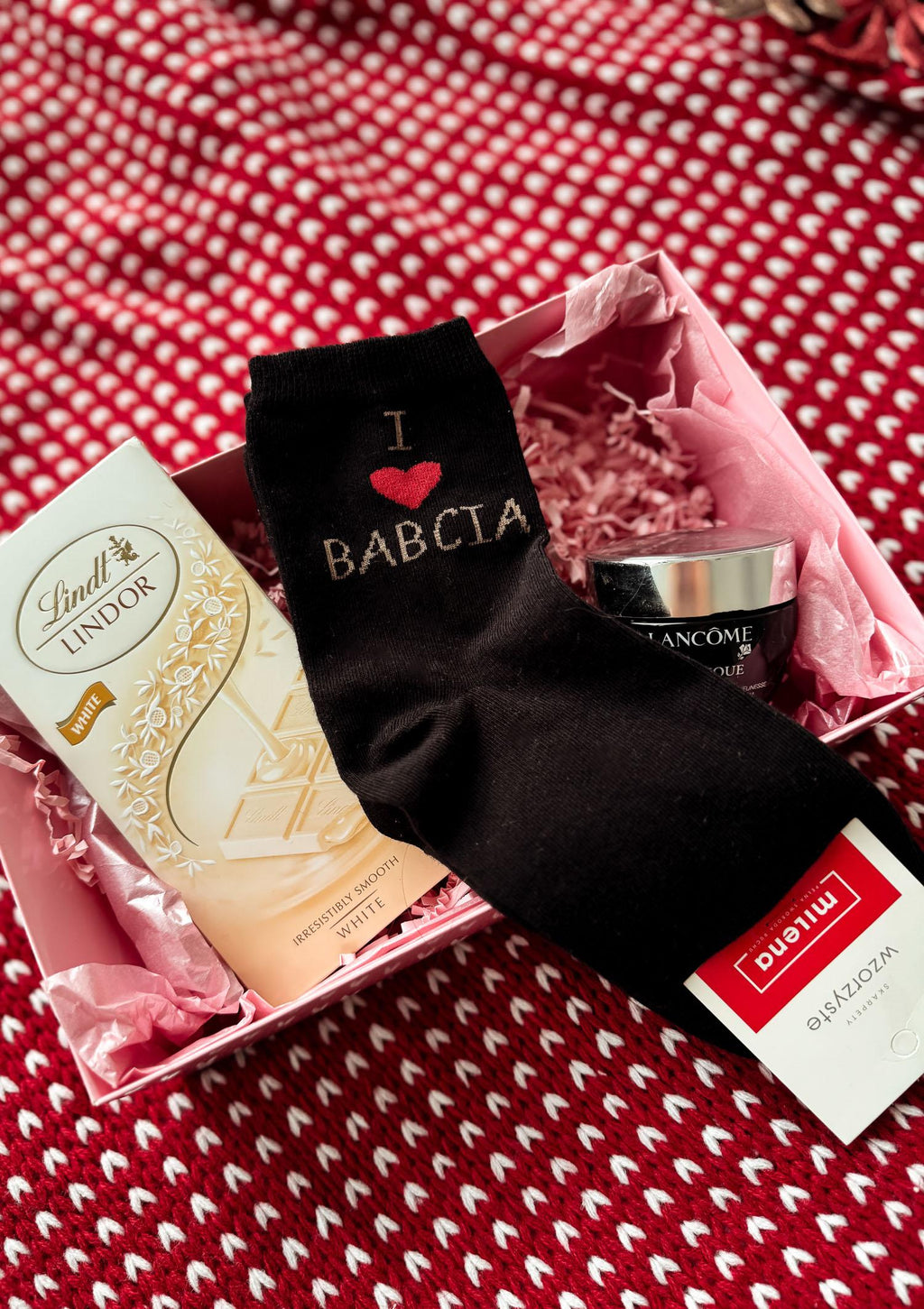 Skarpetki na Dzień Babci z napisem I Love Babcia Milena, czarne