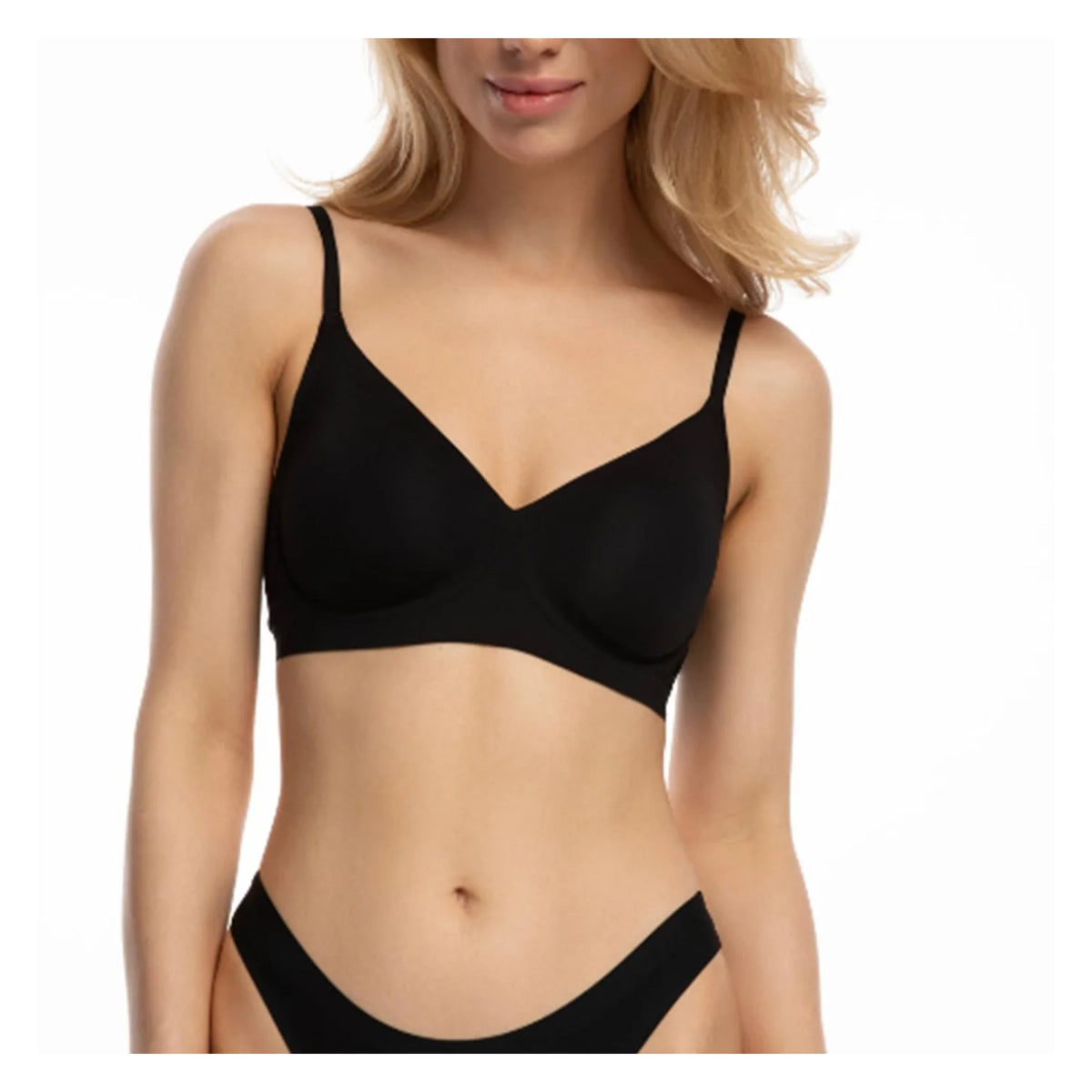 Julimex Simple T-Shirt Bra miękki biustonosz czarny z fiszbinami