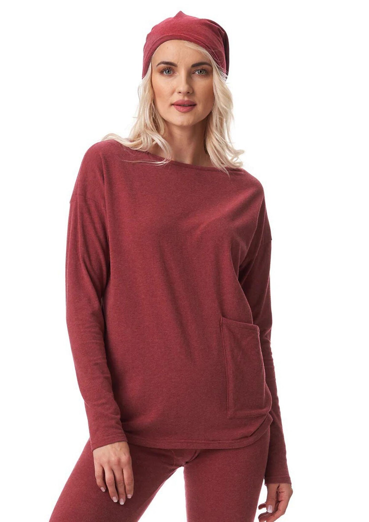 Bluza damska bawełniana ciepła Hot Touch LHB 729 Key, bordo