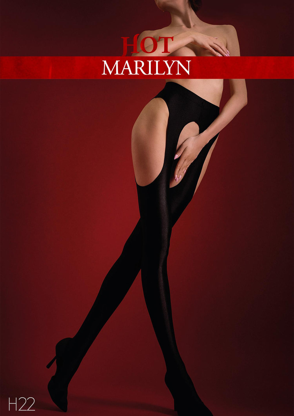 Rajstopy damskie erotyczne Hot Marilyn H22, 160 den, z wycięciem w kroczu i połyskiem