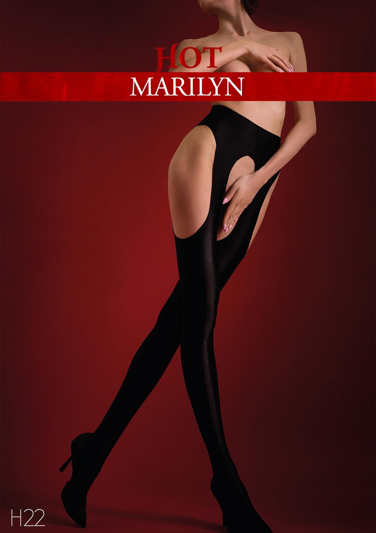 Rajstopy damskie erotyczne Hot Marilyn H22, 160 den, z wycięciem w kroczu i połyskiem