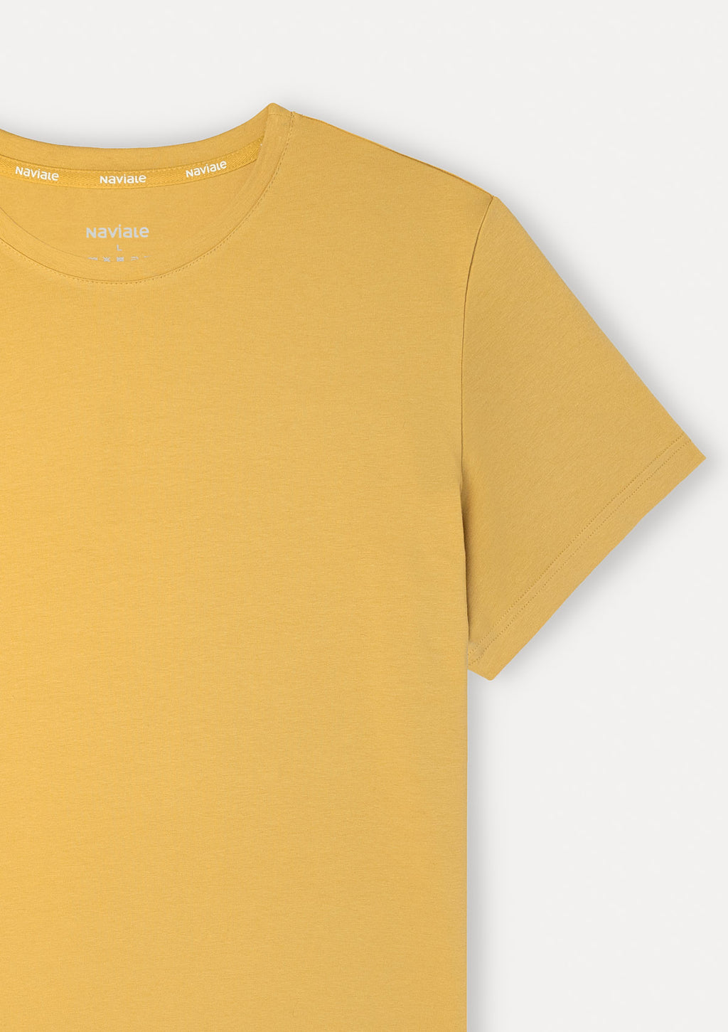 T-shirt męski luźny z bawełny czesanej MH320-04 Naviale musztardowy