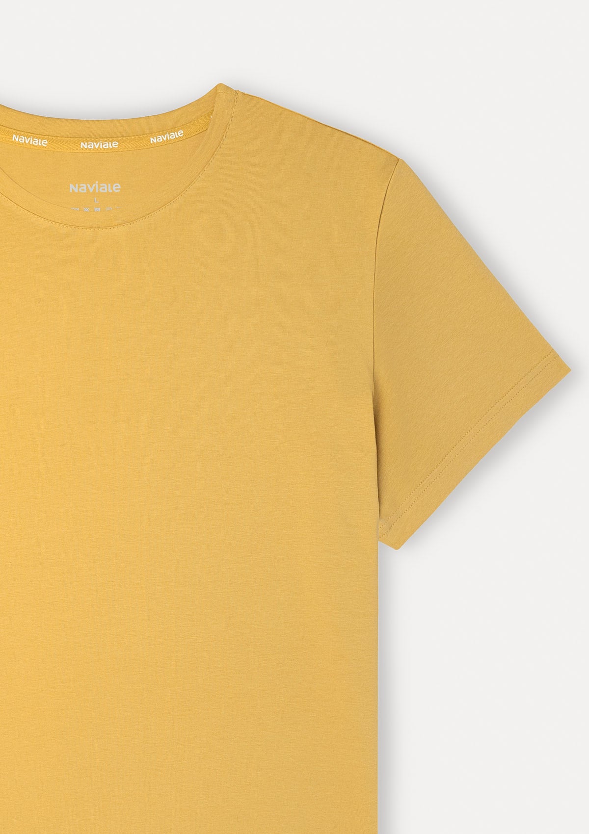 T-shirt męski luźny z bawełny czesanej MH320-04 Naviale musztardowy