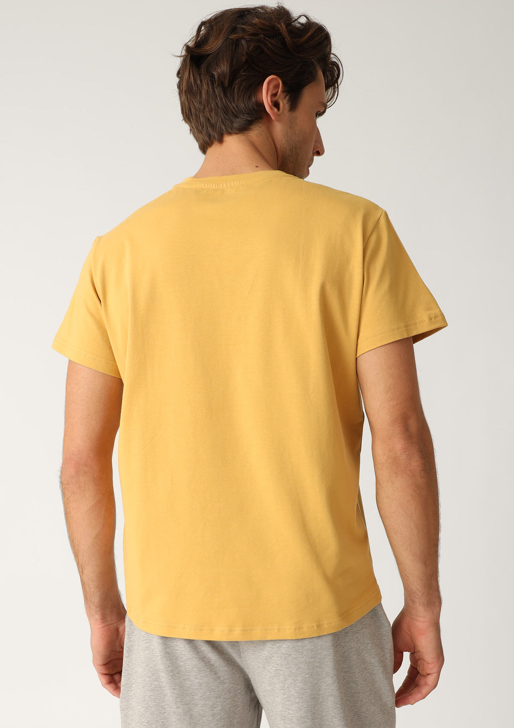T-shirt męski luźny z bawełny czesanej MH320-04 Naviale musztardowy