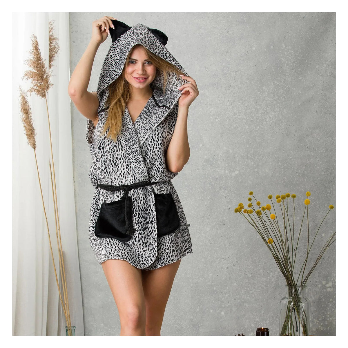 Kamizelka Homewear LHW 701 z kapturem z uszami, damska