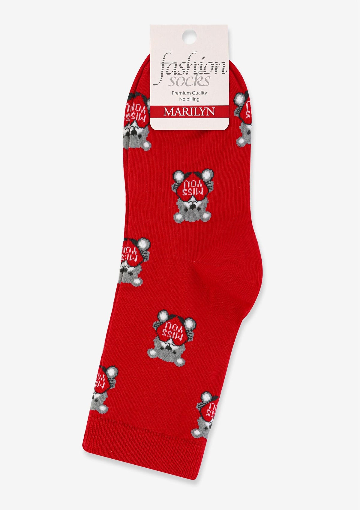 Skarpetki damskie bawełniane z misiami i serduszkami Marilyn Valentine Bear