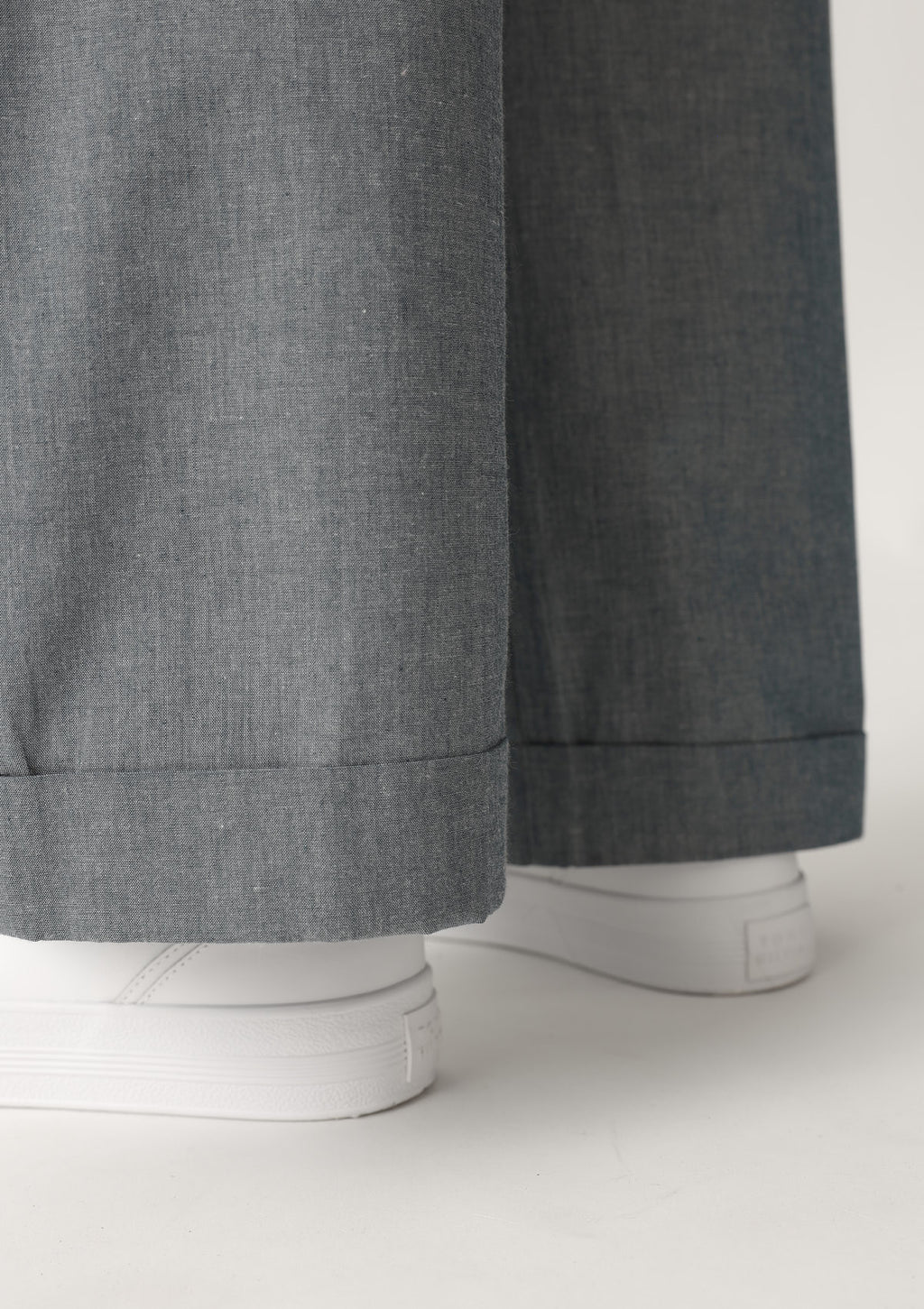 Spodnie damskie długie z bawełny chambray LH420-16 Naviale, elastyczna talia
