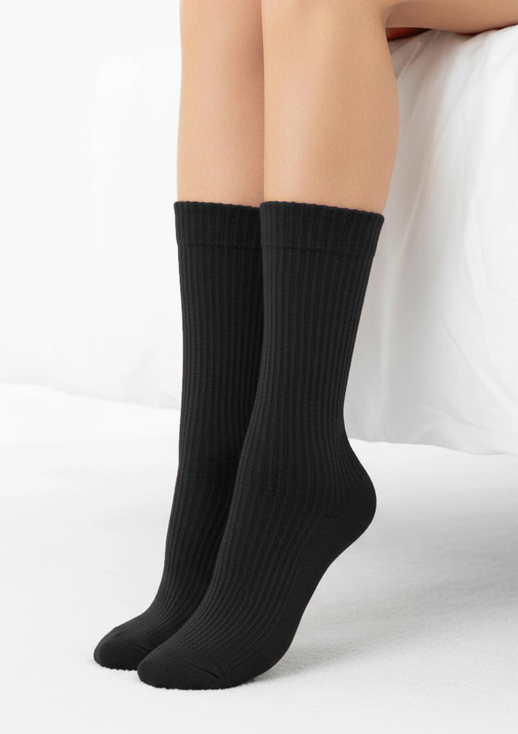 Skarpetki damskie z kaszmirem prążkowane Cashmere Dreams Marilyn, czarne