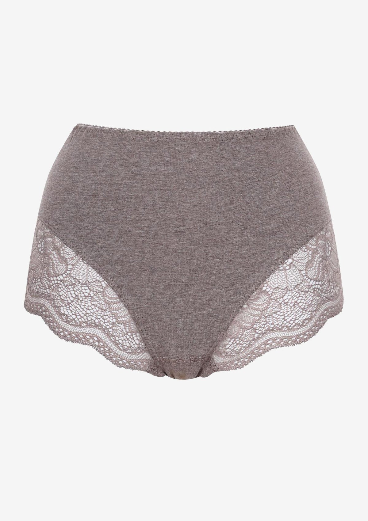 Majtki damskie Key LPF 111 (2 pack) maxi bikini z wysokim stanem i koronką, cappuccino
