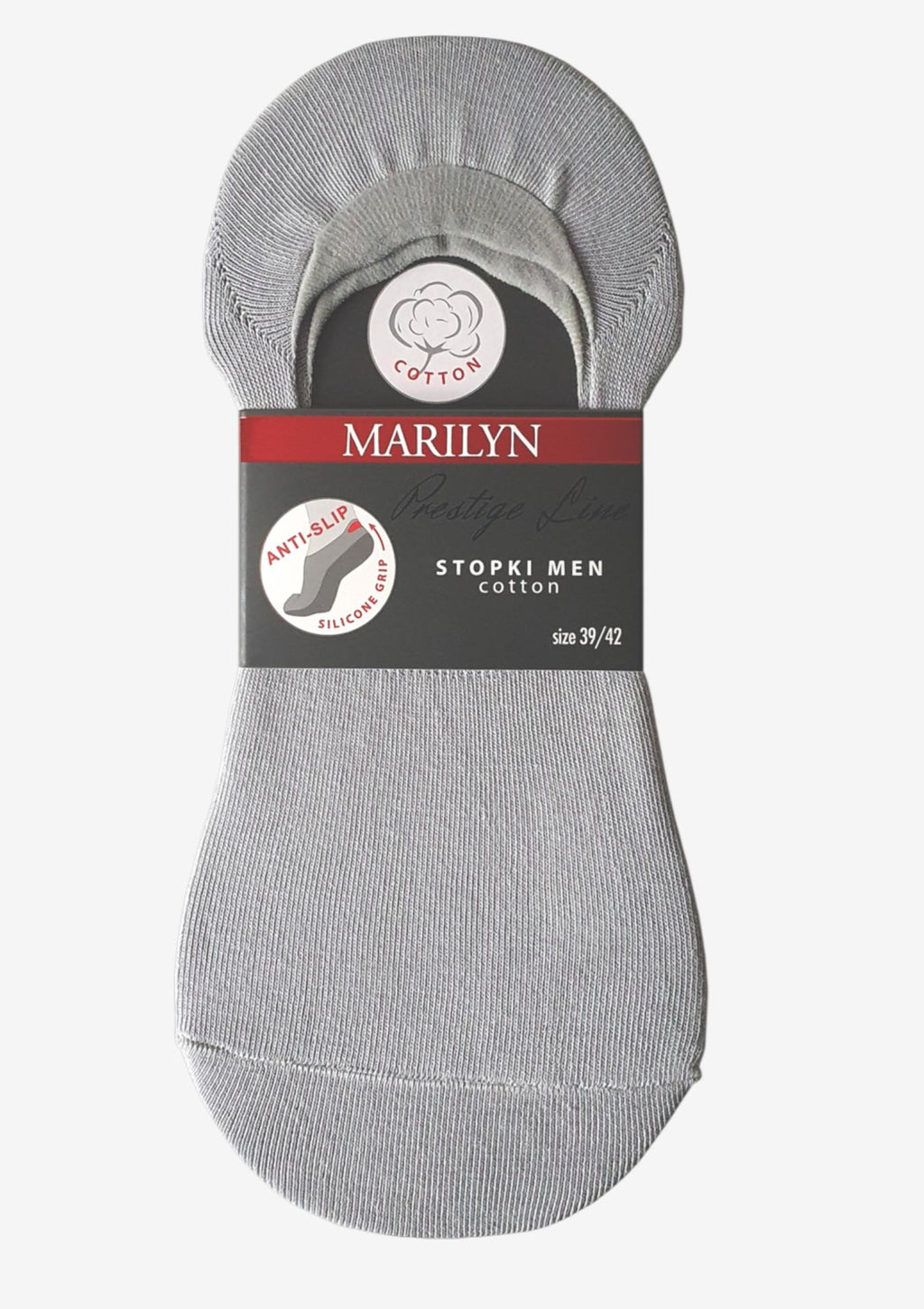 Stopki męskie Marilyn Prestige Line, bawełniane, z silikonowym paskiem Anti-Slip