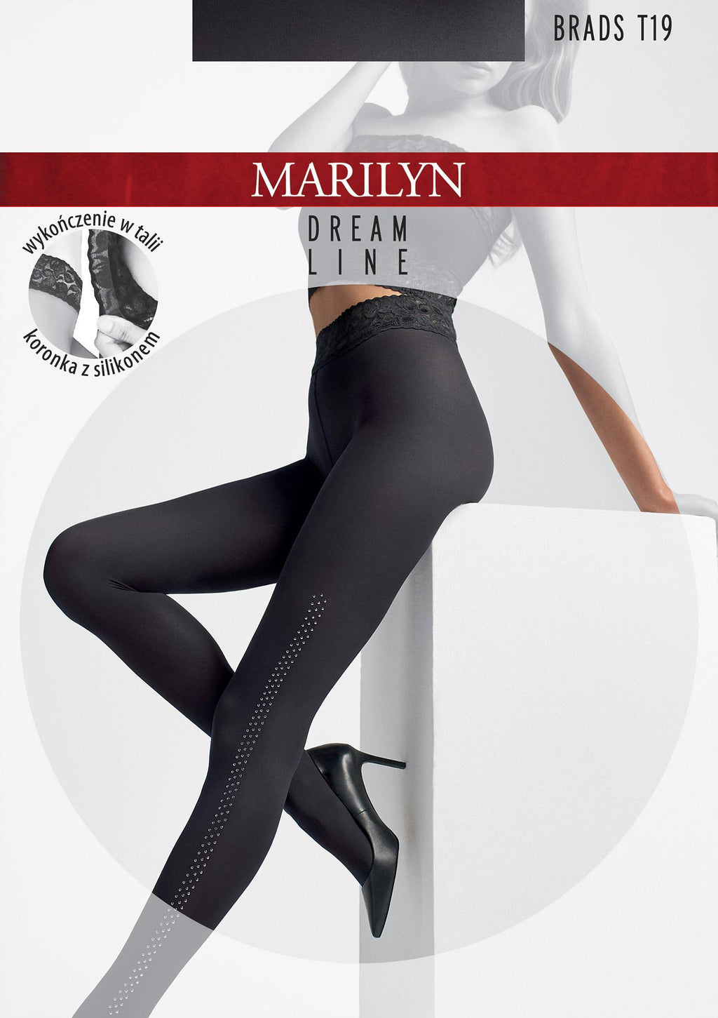 Rajstopy z bocznym pasem z ćwieków Brads T19 Dream Line Marilyn, 60 den