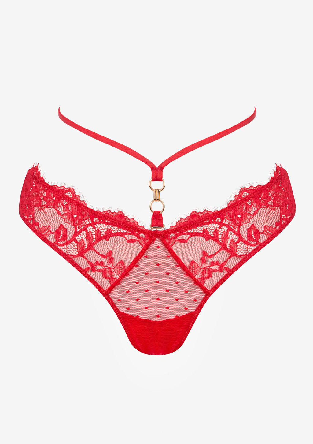 Komplet koronkowej bielizny Lormar Bondage 2627, czerwony, push-up z brazylianami
