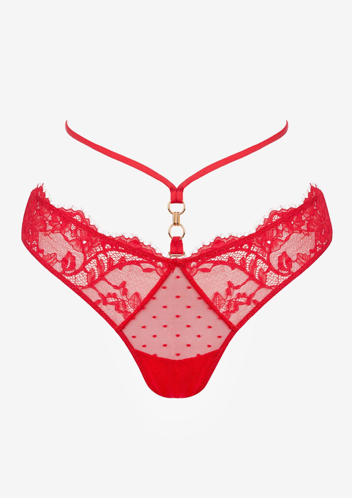Komplet koronkowej bielizny Lormar Bondage 2627, czerwony, push-up z brazylianami
