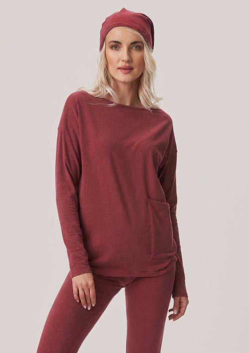 Bluza damska bawełniana ciepła Hot Touch LHB 729 Key, bordo