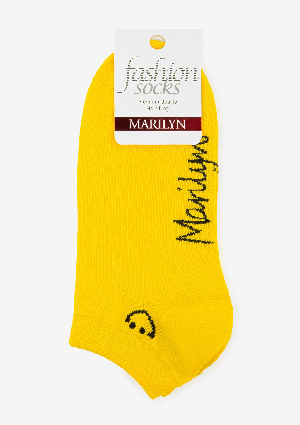 Stopki damskie bawełniane żółte z uśmiechem Marilyn Smile