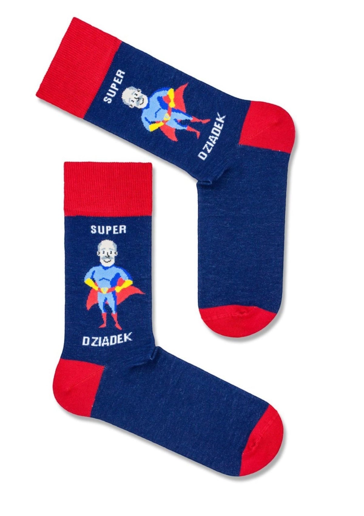 Skarpetki Super Dziadek w pelerynie Milena, na Dzień Dziadka, granatowe