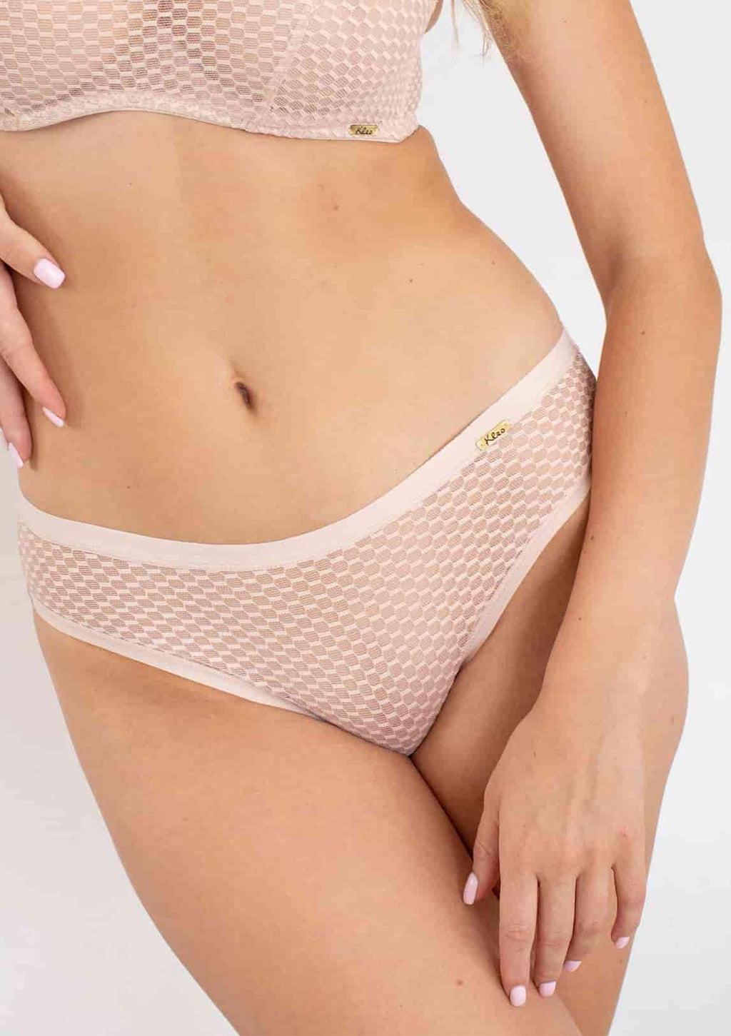 Stringi damskie Kleo Candle 3509 z elastycznej siateczki, pudrowy róż