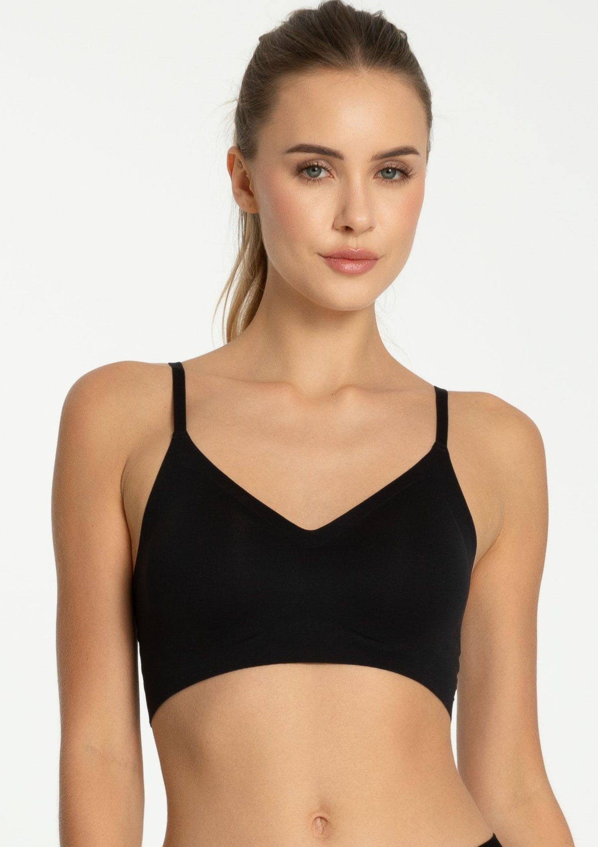 Top damski z biustonoszem Julimex Simple Bra Top, bezszwowy, czarny