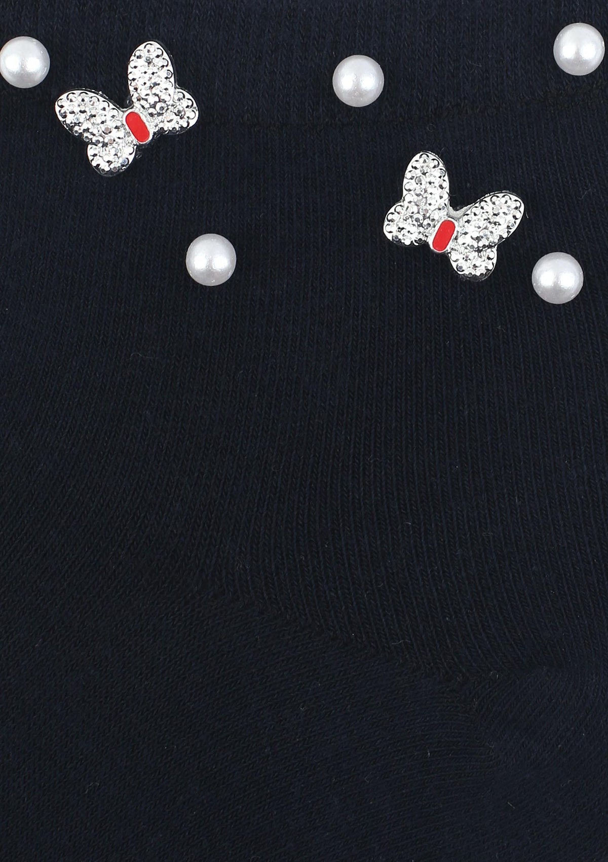 Bawełniane skarpetki damskie Marilyn Cotton Shiny Butterflies z motylkami i perełkami