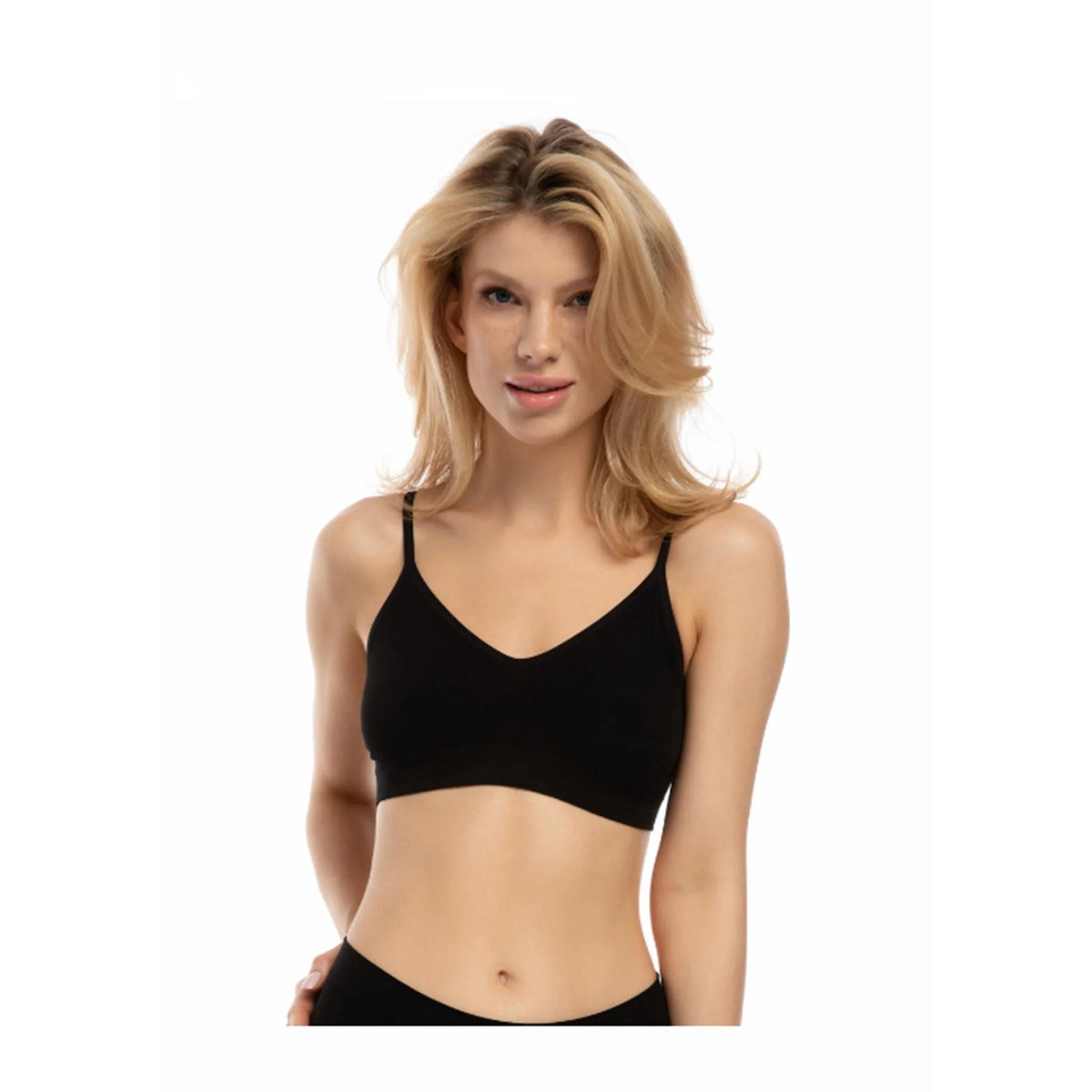 Julimex Bamboo Bralette czarny miękki biustonosz bez fiszbin