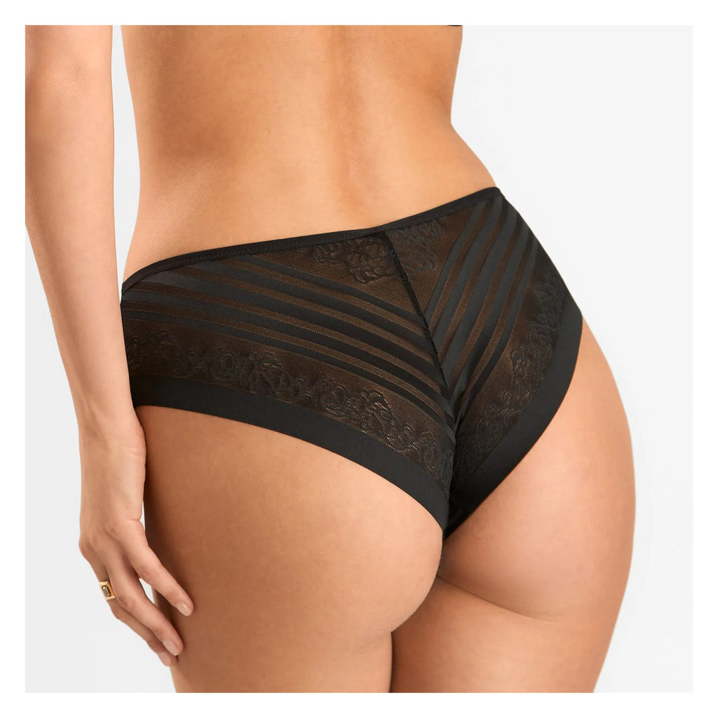 Figi damskie 2505 Flower Sielei czarne – bezszwowe z tiulu