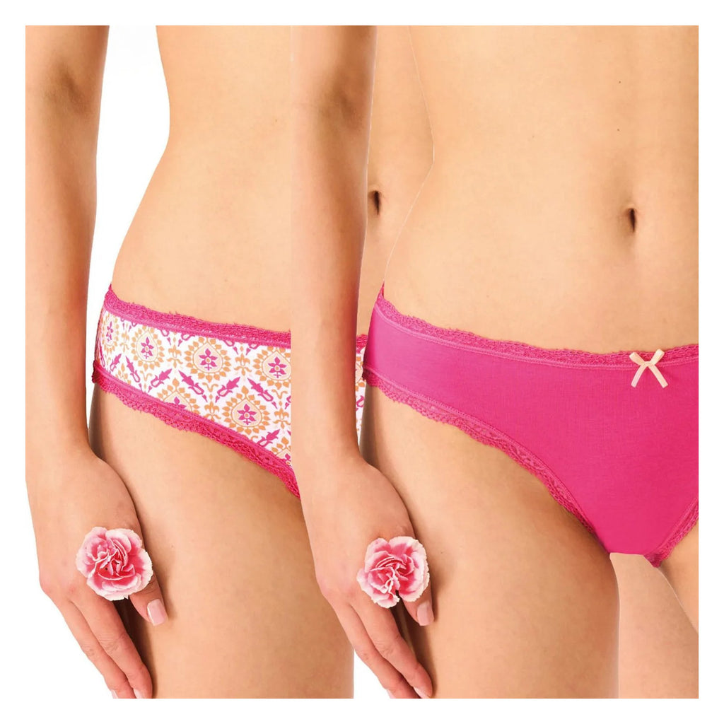 Key LPR 500 bawełniane figi mini bikini z ludowym motywem, 2 szt.