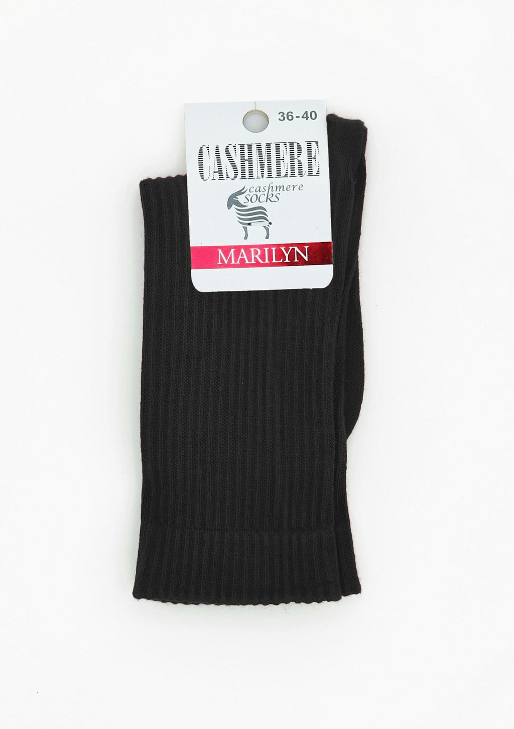 Skarpetki damskie z kaszmirem prążkowane Cashmere Dreams Marilyn, czarne